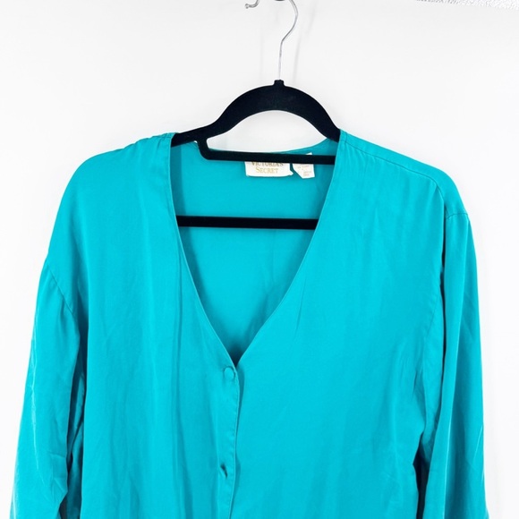 ✅ VINTAGE VICTORIA'S SECRET GOLD LABEL NIGHT SHIRT IN TEAL SIZE LARGE - Picture 2 of 8